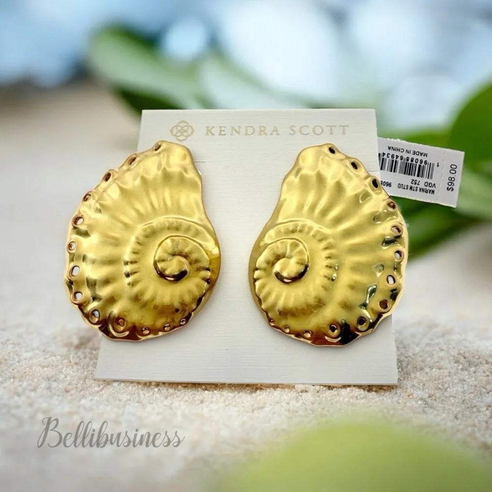 Kendra Scott Marina Statement Stud Earrings in Vintage Gold_2